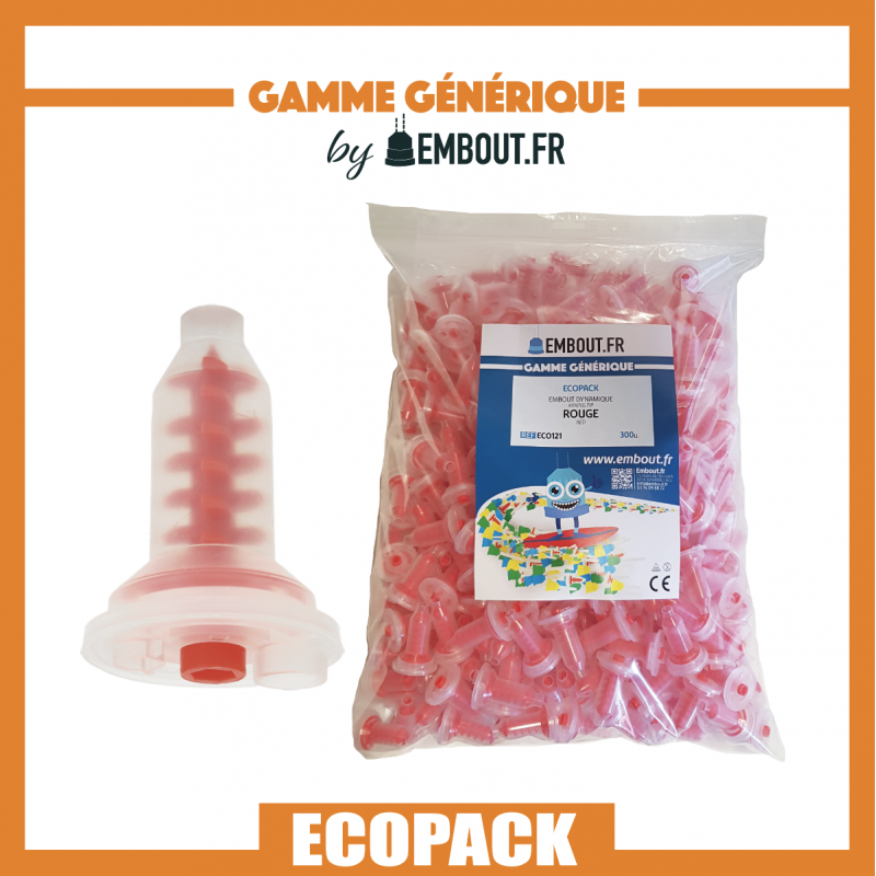 Embout mélangeur dynamique rouge - ECO PACK - EMBOUT.FR - 300u