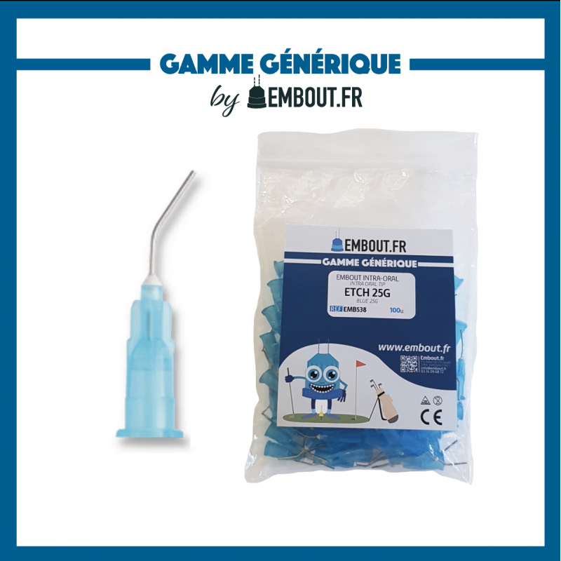 Embout bleu Etch 25G - EMBOUT.FR - 100u