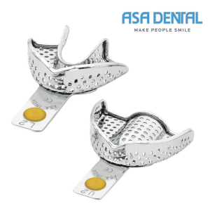 Porte Empreinte metall. Perforé avec bourrelet rétentif - ASA DENTAL - 1u