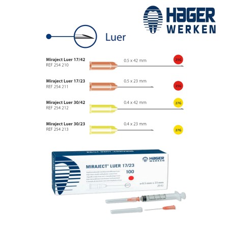 "Miraject luer" Anaesthetic needle - HAGER & WERKEN - 100u